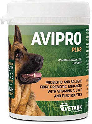 Vetark Avipro Plus, Prebiotic and Probiotic Supplement For Dogs, Supports Digestive Health and Stress, Easy to administer, 100g