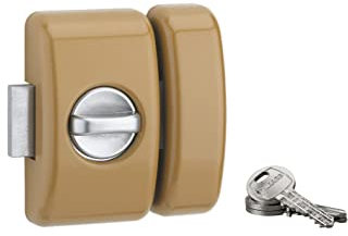 Verrou de Porte d'Entrée UNIVERSEL 5 Goupilles - Bouton + Cylindre 45mm - Protections de Sécurité - Livré avec 3 Clés Laiton Nickelé avec Carte de Propriété - Made in France - Finition Dorée - THIRARD