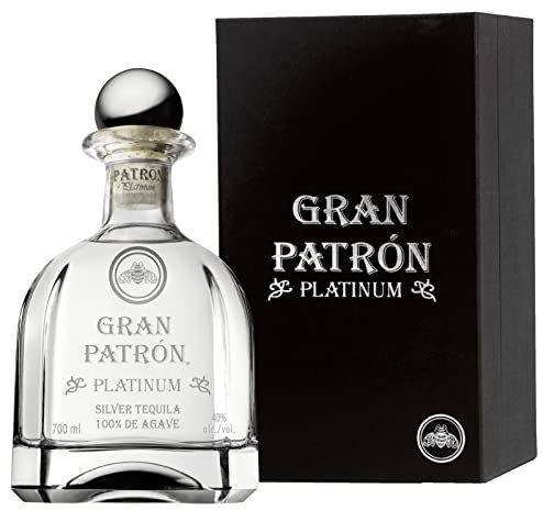 Gran PATRÓN Platinum, 40 % ALC., 70 cl / 700 ml, un tequila ultraprémium elaborado con 100% agave azul weber, Producido de forma artesanal en pequeños lotes en México