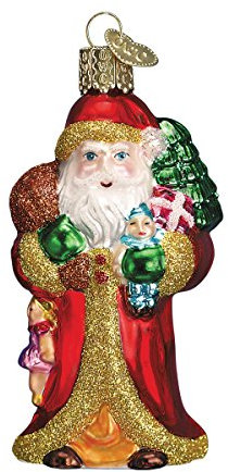 Old World Christmas Glass Blown Christmas Tree Decoration Santa with Gifts