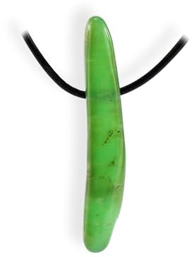 Budawi® Chrysopras Trommelstein Anhänger Kettenanhänger mit Lederband