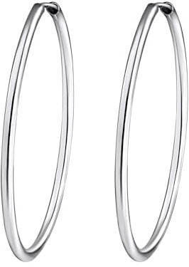Rafaela Donata Damen-Creolen 925 Sterling Silber 40mm rund - Basic Ohrringe für Damen Silberohrcreolen Groß 60800081