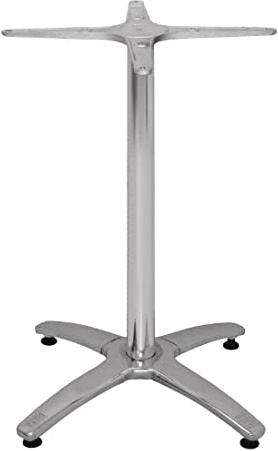 Bolero Aluminium Four Leg Table Base for Catering, 680mm Height | Adjustable feet level uneven surfaces while the weather-resistant build allows for versatile indoor and outdoor dining setup.