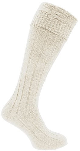 Mens Scottish Highland Wear Wool Rich Kilt Hose Socks (1 Pair) (6-11 UK, 39-45 EU) (Cream)