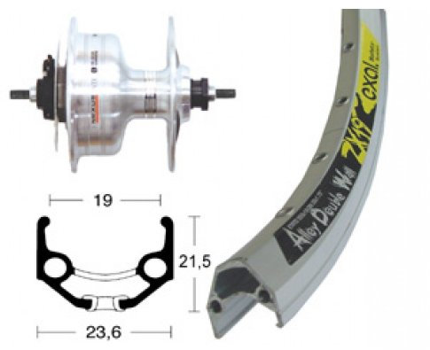 Laufrad Fahrrad V-Rad 26 x 1.75 Nabendynamo DH3N30 36L