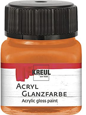 KREUL 79224 - Acryl Glanzfarbe, 20 ml Glas in orange, glänzend-glatte Acrylfarbe zum Anmalen und Basteln, auf Wasserbasis, speichelecht, schnelltrocknend und deckend