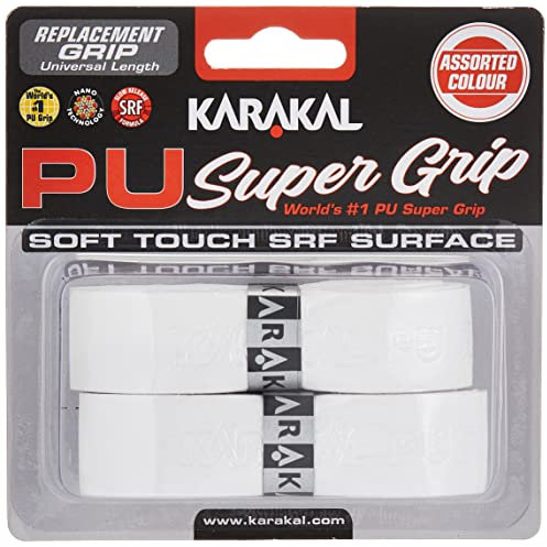 Karakal, Griffband / Griff-Tape, selbstklebend, für Badminton / Squash / Tennis / Hockey / Curling, Polyurethan, ausgezeichnete Griffigkeit L weiß