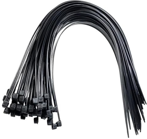 Black Plastic Cable Ties Long and Wide Extra Large Zip Ties wrap Extra heavy duty ties 9.0mmx550mm, 50 Pieces