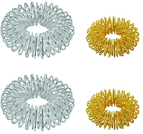 2 x 2er Fingermassageringe Akupressur Energie-Ring Massageringe Gold klein und Silber groß