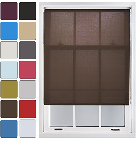 FURNISHED Blinds Window Custom Made to Measure Daylight Roller Blinds - Sheer Non-blackout Blind Opaque Fabric Shades Easy Fit Window Blinds, Mocha up to 240W x 210H cm