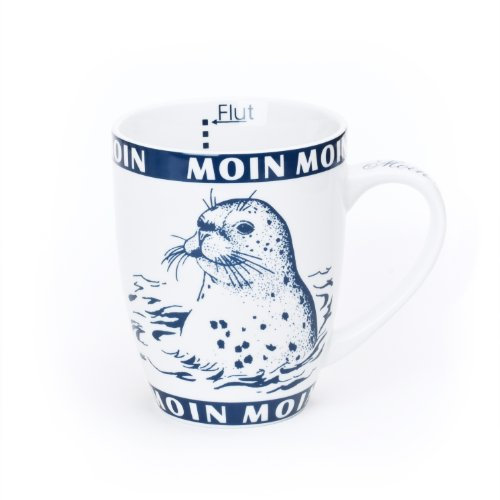 dutis Porzellan Seehund / Robbe Becher 0,3l Moin Moin Ebbe und Flut 1 Stück (1er Pack)