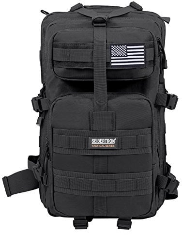 Seibertron Falcon Taktischer Militärischer Rucksack Kompakt Angriff für Wandern Reisen Trekking Tasche Tactical Bag Assault Backpack Military Camping Pack Outdoor Daypacks (Black 37L)