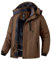 Wantdo Homme Veste de Ski Coupe-Vent Imperméable Veste Sport Outdoor Montagne Anorak Randonnée avec Capuche Manteau Hiver Chaude Polaire Café L