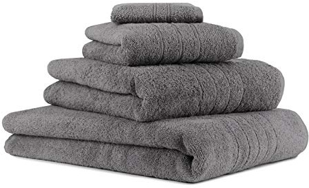 Betz 4-TLG. Handtuch-Set Deluxe 100% Baumwolle 1 Badetuch 1 Duschtuch 1 Handtuch 1 Seiftuch Farbe anthrazit grau