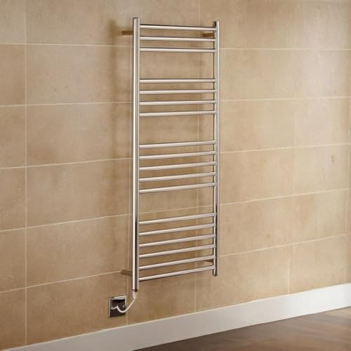 Manissa Boston Electric Heated Towel Rail Stainless Steel 400 x 1000 | Towel Warmer, Rust-Resistant, Bathroom, Wall Mounted, Mirror Polished