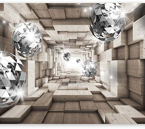 Wallpaper - Wall Mural 400x280 cm Non-Woven Premium Art Print Fleece Wall Mural Decoration Poster Picture Design Modern Sphere Tunnel 3D Optic Illusion a-A-0155-a-b