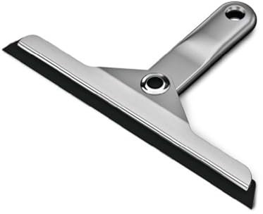 simplehuman BT1071 Foldaway Shower Squeegee with Suction Holder for Bathroom Shower Door, Window, Glass Cleaning, Easy Streak-Free Clean, Rustproof, Brushed Die-Cast Zinc + Anodised Aluminium