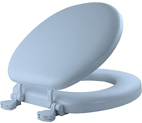 Mayfair 13EC 034 Soft Cushioned Toilet Seat, 1 Pack Round, Sky Blue