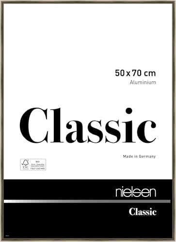 nielsen Aluminium Bilderrahmen Classic, 50 x 70 cm, Braun | Aluminium Posterrahmen im Hoch- & Querformat zum Aufhängen Braun gebürstet Echtglas