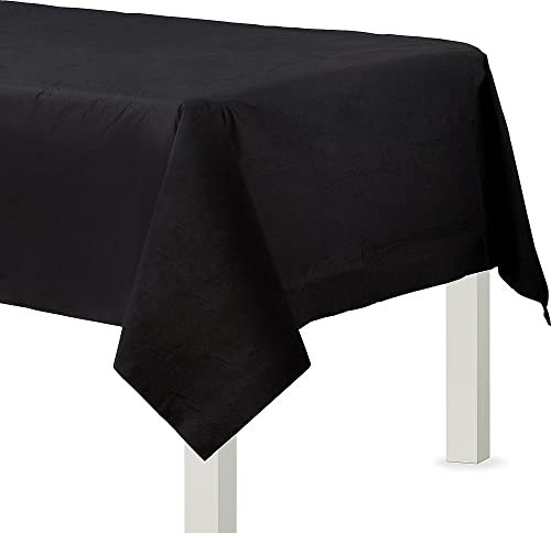 Amscan 57115-10 - Tischdecke schwarz, Größe 137 x 274 cm, aus Papier, für Halloween, Trauerfeier, Tischdekoration