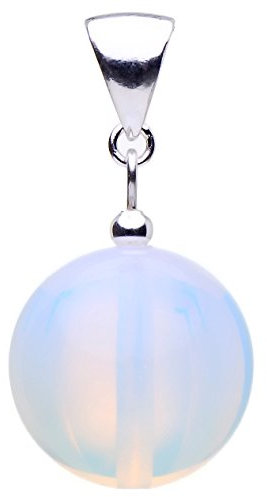 Schmuck-Krone - Edelsteinschmuck Damen Halskette Zarte Anhänger aus 925 Sterling Silber Kugel glatt mit Mondstein aus Opalit, Stein, Mondstein