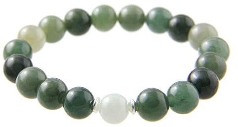 agathe création - Bracelet en Jade véritable. Perles de Jade Naturelles - Porte Bonheur - Taille réglable - Fait Main