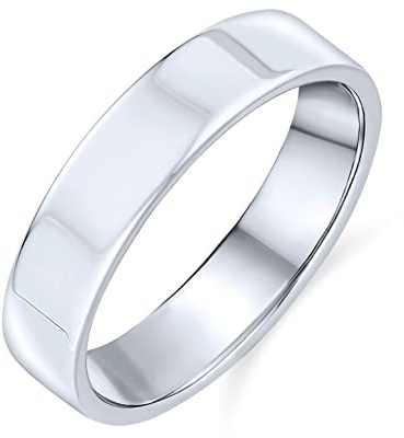 Minimalistisch Schlicht Einfach .925 Sterling Silber Flach Paare Hochzeit Band Ring Für Frauen Für Männer 4Mm