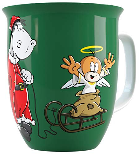 Sunature Kaffeebecher 'Bescherung' - Grün, Porzellan, Zylinder, Tasse, 550ml
