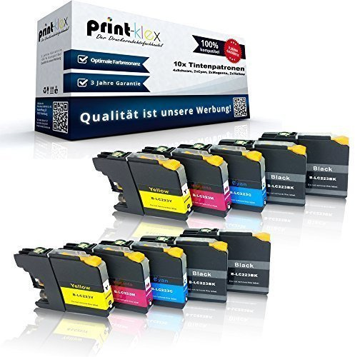 10x Print-Klex Tintenpatronen kompatibel für Brother LC223 LC225 LC227XL MFCJ5600 MFC-J5620DW MFC-J5625DW MFC-J5720DW - Sparpack - Büro Plus Serie