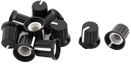 sourcing map 10 Stk. 6mm Dmr. Schaftloch Kunststoff Potentiometer Drehknopf Kappen schwarz de