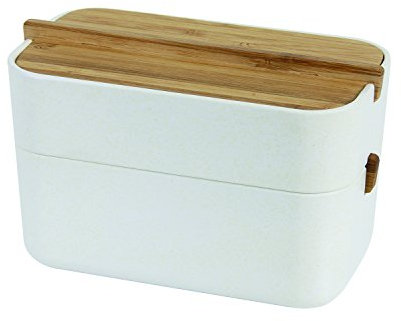 Lexon LH42N Boîte pour Salle de Bain, Bambou 15,4 x 8,4 x 9,4 cm (White)