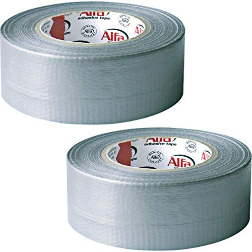 Alfa 2x Gewebeband 38mm x 50m Profi-Qualität gewebeverstärktes Duct Tape Panzertape zum Reparieren, Befestigen, Bündeln, Verstärken, Abdichten - Grau