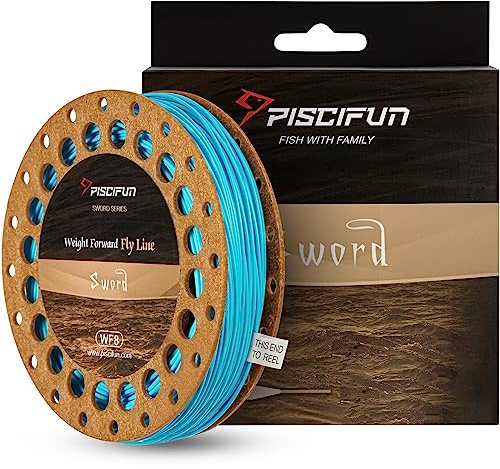Piscifun Sword Fly Fishing Line with Welded Loop, Weight Forward Floating Fly Line, WF5wt, 100FT, Sky Blue