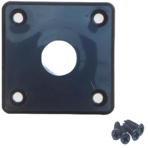 Square guitar input jack plate in black including screws Les Paul style