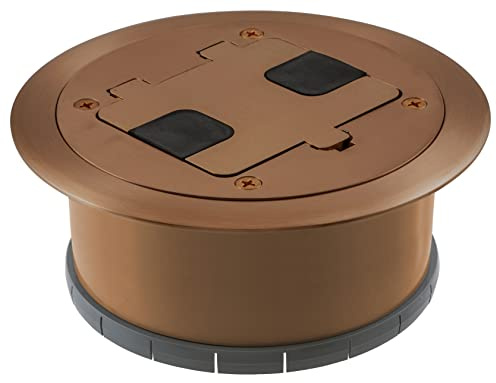 Bryant Electric RF406BN Pre-Assembled Flange, Cover, and Leveling Ring for Floor Boxes Poured in Concrete with 15A 125V Outlet Included, Brown