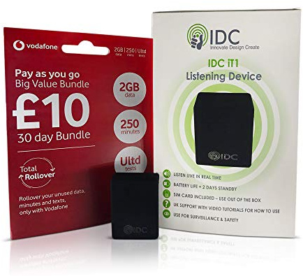 IDC© Wireless Listening Device Room Bug / Bugging Safety Device - Small Discreet & Undetectable - Listen To Sounds/Conversations From Any Location - No Contract or Hidden Costs - Simple To Use