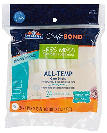Elmers/X-Acto Elmer's CraftBond(R) Less Mess All-Temp Glue Sticks-7/16-inch x 4-inch 24/Pkg, Other, Multicoloured, 3.27 x 9.62 x 14.7 cm