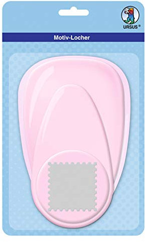 Ursus 19460060 - Motivlocher mit Hebel jumbo, Briefmarke, rosa, ausgestanztes Motiv ca. 76,2 mm, aus Kunststoff mit Metallstanze, geeignet für Grammaturen von 160 220 g /qm
