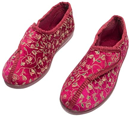 Sleepers Womens Janice Budget Price Adjustable Slipper In Wine Size: 6