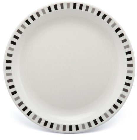 Harfield Black & Grey Stripes 23cm Patterned Plate - Pack of 4 - Reusable Virtualy Unbreakable Polycarbonate Plastic Dishwasher Safe Children's Plates