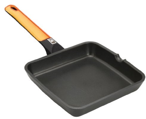 BRA Efficient Orange Grill asador liso, 28 cm, aluminio fundido con antiadherente Platinum Plus, apto para inducción
