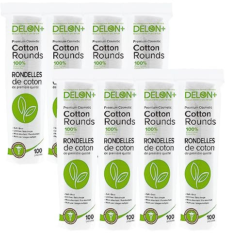 Delon Wattepads + Premium Baumwolle runden mit Aloe Vera & B5 Provitamin – 100 Zählen