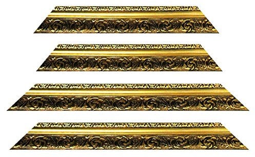 Neumann Bilderrahmen Barockrahmen Gold fein verziert 840 ORO, 50x70 als Zuschnitt mit Gehrung