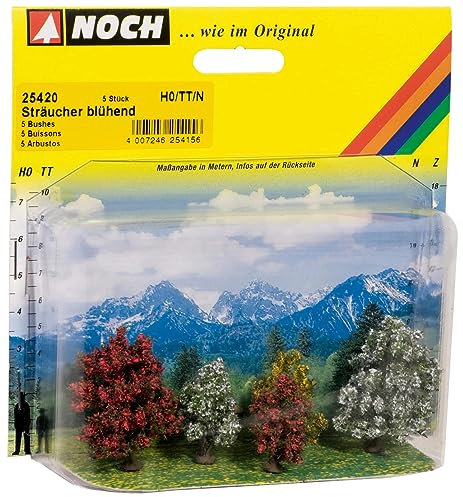 NOCH® Sträucher, blühende Büsche, 5 Stück 3-4 cm für H0 und TT Modelle perfekt zur Modelllandschaftsgestaltung