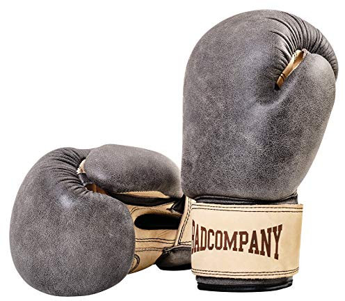 Bad Company Retro Rindsleder Boxhandschuhe mit Belüftungssystem I Boxtraining, Sparring und Wettkampf-Boxen I Gewichtsklassen 10 oz - 16 oz I 16 oz