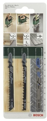 Bosch 2609256741 Jigsaw Blade Set T 111 C T 244 D T 118 B (3 Pieces)