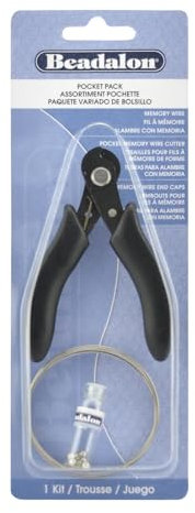 Beadalon Pocket Memory Wire Set with Memory Wire End Caps and Pocket Memory Wire Cutters