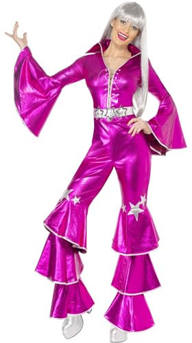 Smiffys Costume Dancing Dream des années 70, rose, comprend combinaison pantalon en dentelle