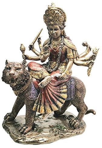 Dekofigur Durga auf Tiger, aus Kunstharz, Eastern Enlightenment