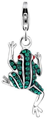 Nenalina Frosch Karabiner Charm Anhänger für Bettelarmband aus 925 Sterling Silber 716241-035